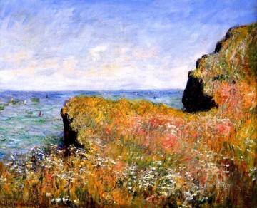 プールヴィル クロード モネ ビーチの崖の端 Oil Paintings